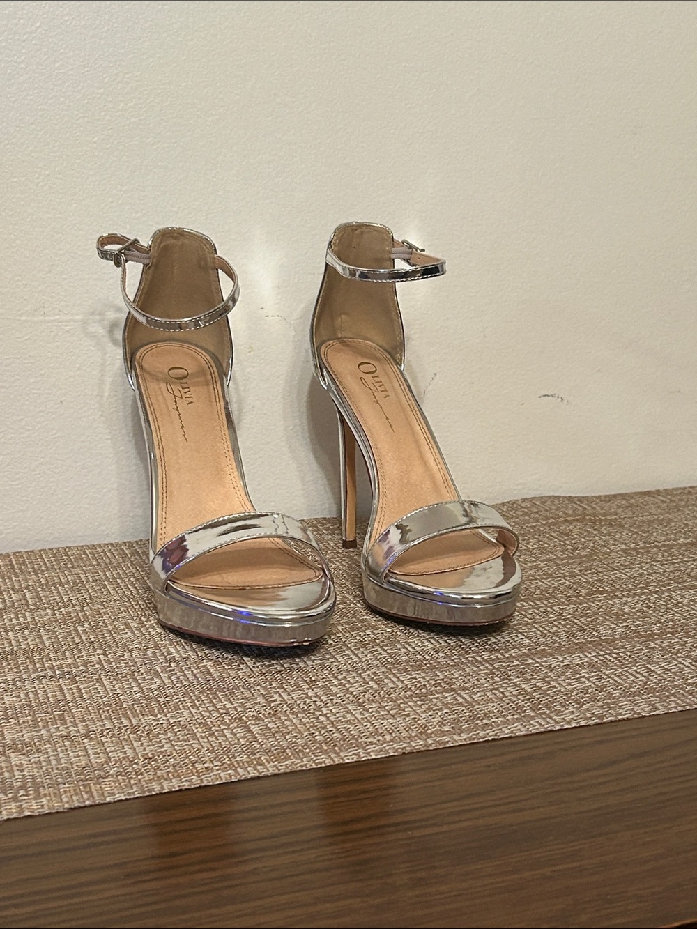 Silver Ankle-Strap Stiletto Sandals